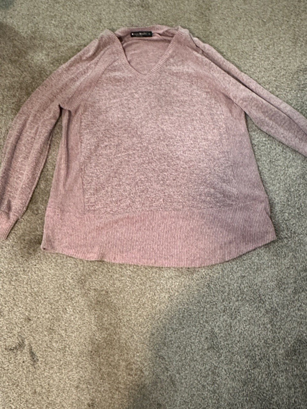 V-Neck Brushed Knit Sweater in Dusty Mauve